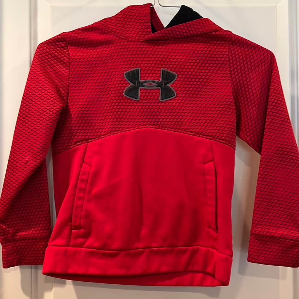 UA red and black hoodie